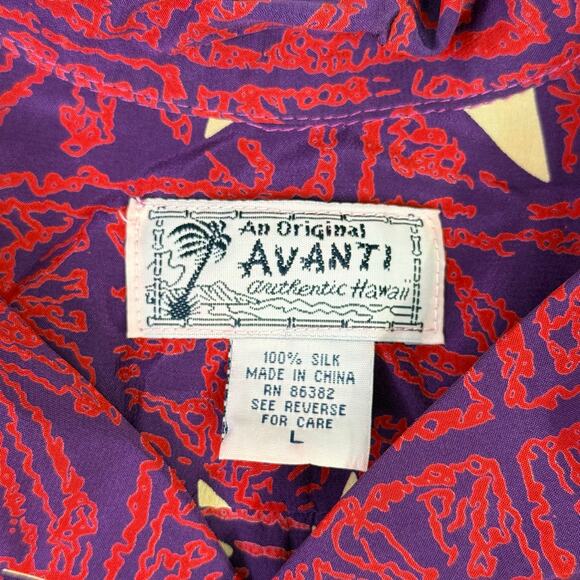 AVANTI Blue Hawaii Elvis Presley Silk Tropical Shirt Large Aloha Vintage Tiki - Picture 6 of 9